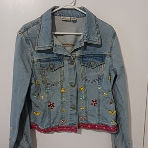 women's unique jean jacket, size 12, blue,